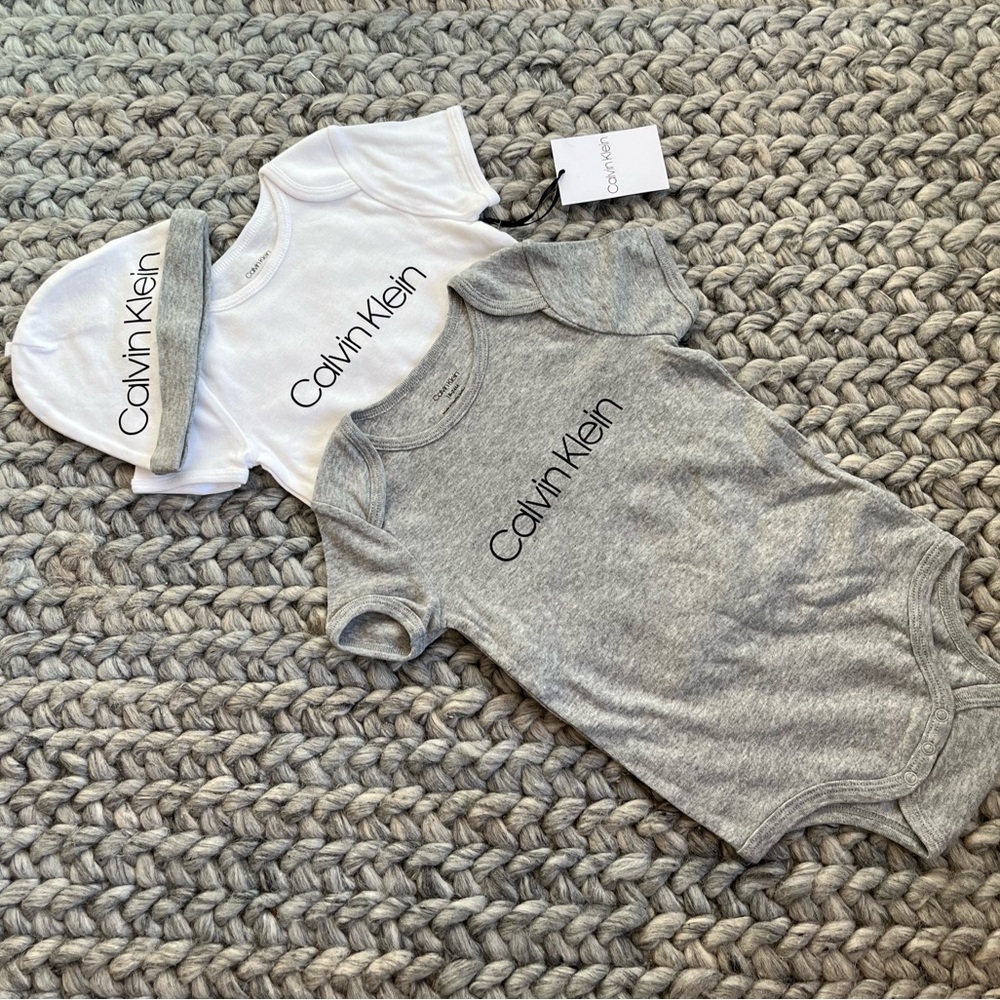 Calvin Klein 3 pc. Set Onesies & hat